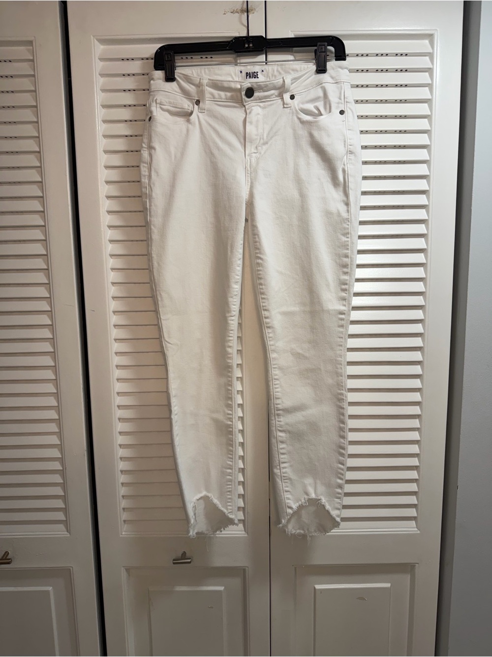 PAIGE White Verdugo Crop Jean with Raw Hem